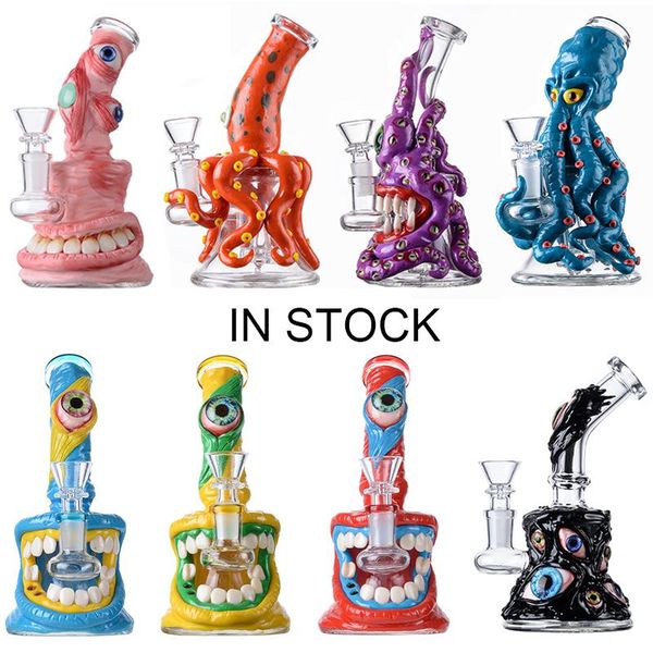 Heady Glass Dab Rigs Octopus Hookahs Unique Bongs Halloween Style Water Pipes Showerhead Perc Female Joint TX825