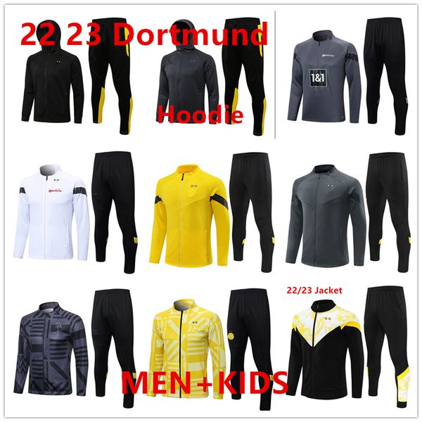 2023 Neue Dortmund Langer Reißverschluss Trainingsanzüge Jogginganzugjacke Kinder und Herren Borussia Lange Hosen Fußballsets Dortmund Trainingsanzug Fußballset Survêtement