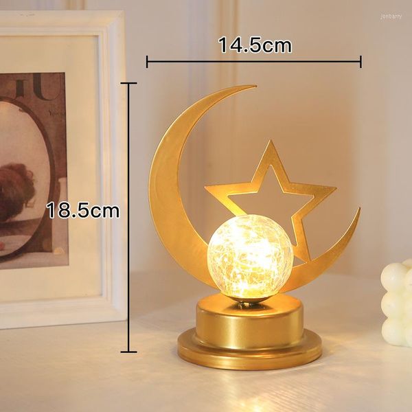 Lâmpadas de mesa de alta qualidade Decoração de festival sem fio LED Night Light Luminous Moon Castle Lamp Muçulmana Ferro forjado