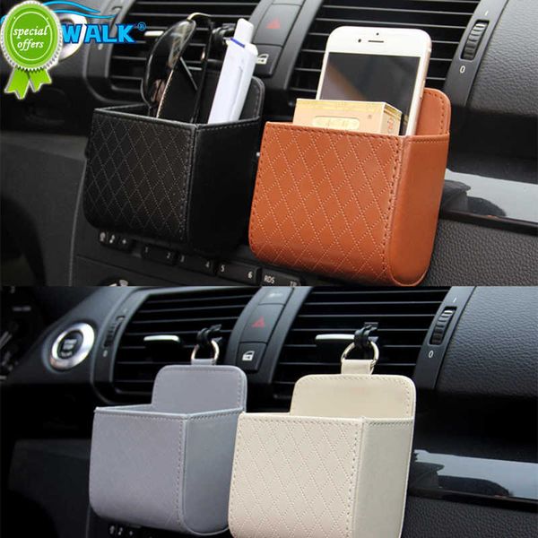 Neue Auto Aufbewahrungstasche Air Vent Armaturenbrett ordentlich hängende PU-Leder Organizer Box Brille Handyhalter Aufbewahrungsorganisator Autozubehör