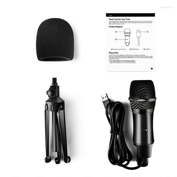 Microfones USB Condenser Microfone Cardioid PC Mic com equipamento de suporte de tripé para streaming podcasts Studio