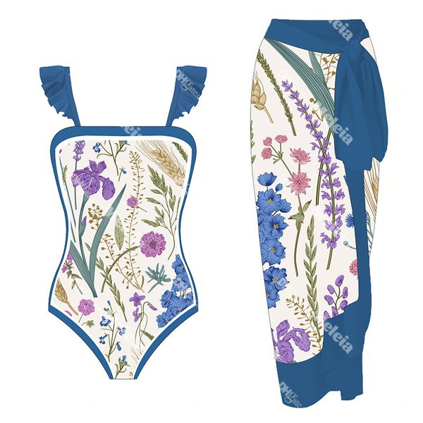 Badeanzug One Piece Damen Strand Bademode INS Floral bedruckte Kleider Pool Party Swim Wear Lady Vintage Badeanzug