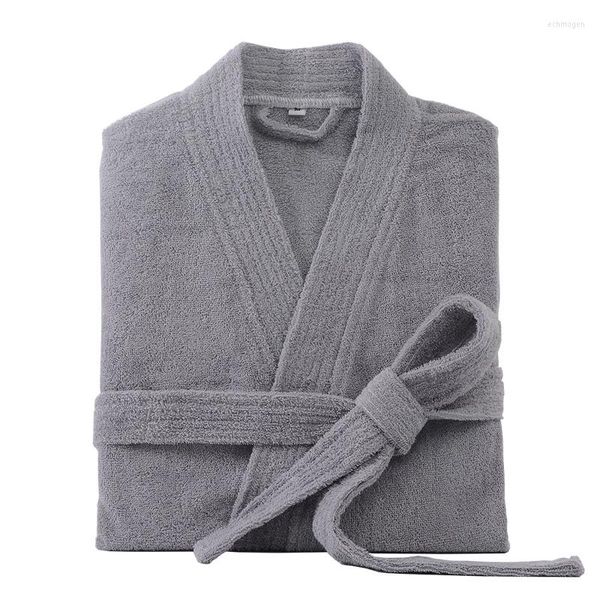 Robo de banho de algodão para roupas de dormir para homens para homens longos e espessos absorventes Terry Bath Robe Kimono Towel Plus Mulheres Vestidos de Vestido