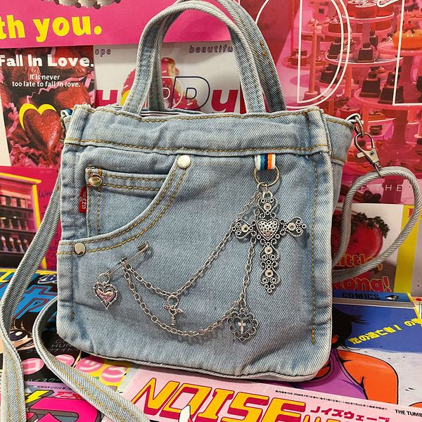 Borse da sera HAEX Harajuku Catene Borse per donna Moda Y2k Street Denim Crossbody Spalla Punk Cerniera Vintage Bolso Mujer 230331