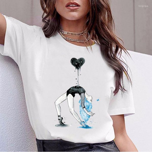 T-shirt da donna T-shirt da ginnastica T-shirt grafica da donna stampata estetica T-shirt da donna Harajuku Casual Moda estiva Top Abbigliamento femminile