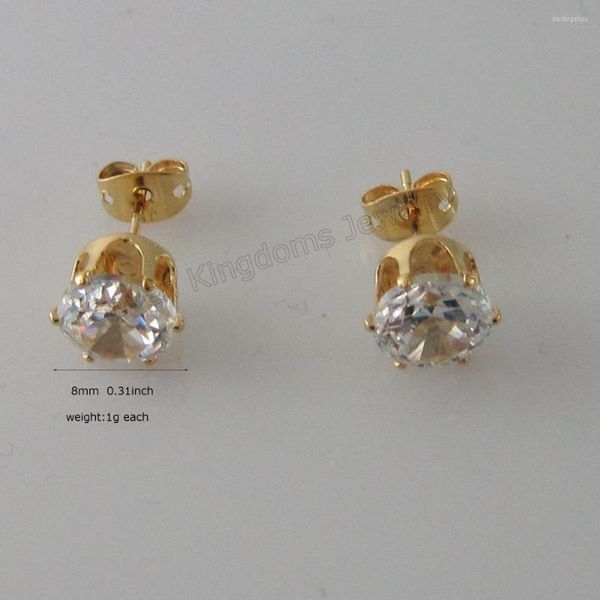 Orecchini a bottone CUTE PLACCATO ORO GIALLO CZ ZIRCON PIETRA FORMA DIAMETRO 8 MM ORECCHINO 0,31