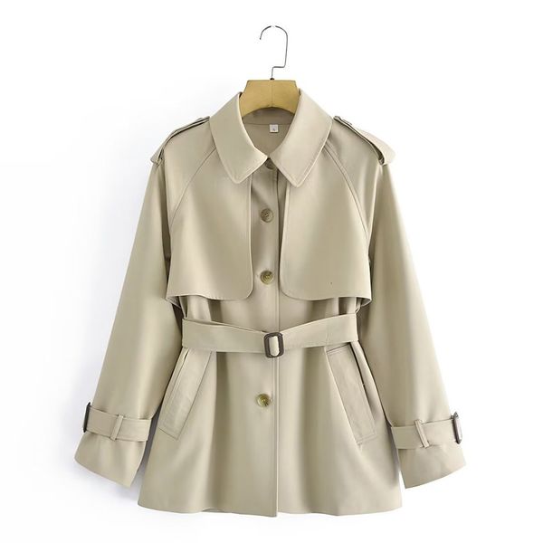 Trench da donna PB ZA Collezione autunno British Style Monopetto con cintura Giacca beige Abbigliamento 230331