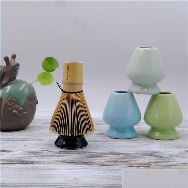 Buscinetti da tè Whisk Porta di ceramica Matcha Stand Chasen Green Green Delivery Delivery Casa Cucina Barre per cucina DH83D DH83D