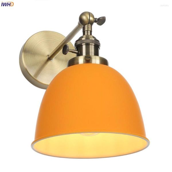 Lampade da parete IWHD Stile nordico LED Interruttore luce Camera da letto Bar Specchio Scale Wandlamp Arancione Lampada moderna Sconce Aplique Luz Pared