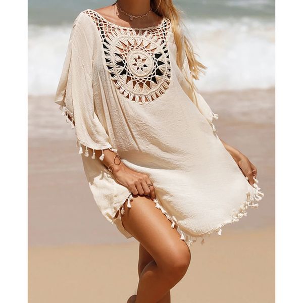 Costumi da bagno da donna Abito da spiaggia all'uncinetto Costume da bagno da donna Cover Up Flower Lace Tunica Robe Solid Nappa Costumi da bagno larghi Dropshipping Vendite calde