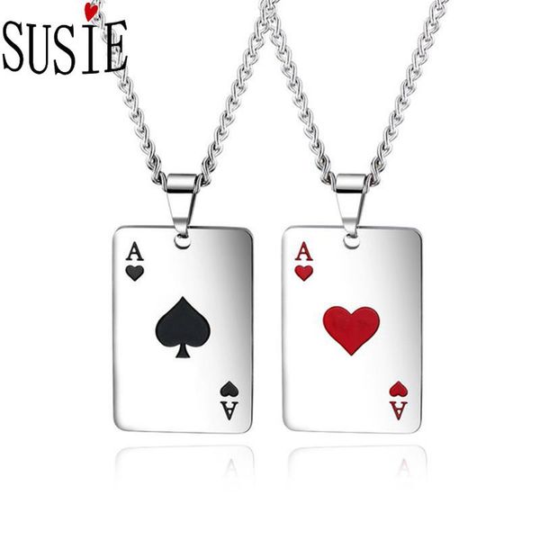 Catene Collana Poker Ciondolo Corda Accessori moda romantici Gioielli Collane da uomo in acciaio inossidabile Regali per gli amanti