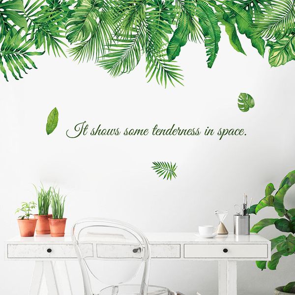 Наклейки на стенах 125 * 77 см тропические растения зеленые листовые обои для гостиной спальни диван на стену