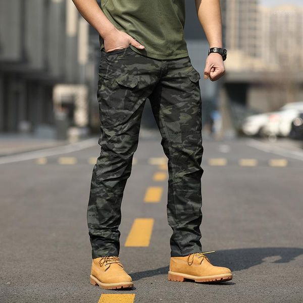 Calça de jeans masculina Homens 2023 clássico ao ar livre ao ar livre respirável à prova d'água do exército calcário tático Homme camuflagem corredores calça