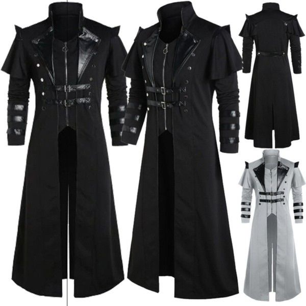 Trench da uomo Vintage Gothic Steampunk Giacca lunga Retro Guerriero medievale Cavaliere Soprabito Uomo Victoria Plus Size 230331