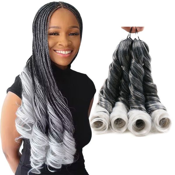 Capelli sintetici Pony Style 24 pollici Onda corposa Ricci Ricci a spirale Estensioni spagnole Arricciatura francese Capelli intrecciati