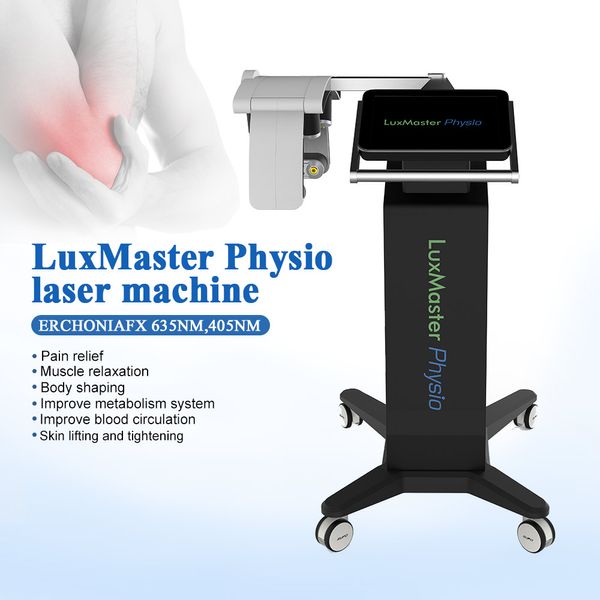 Máquina a laser 635nm 405nm Luxmaster Red Light Fisioterapia Equipamento de fisioterapia de alta potência Diodo frio Diodo Tratamento a laser para o corpo Defino profundo