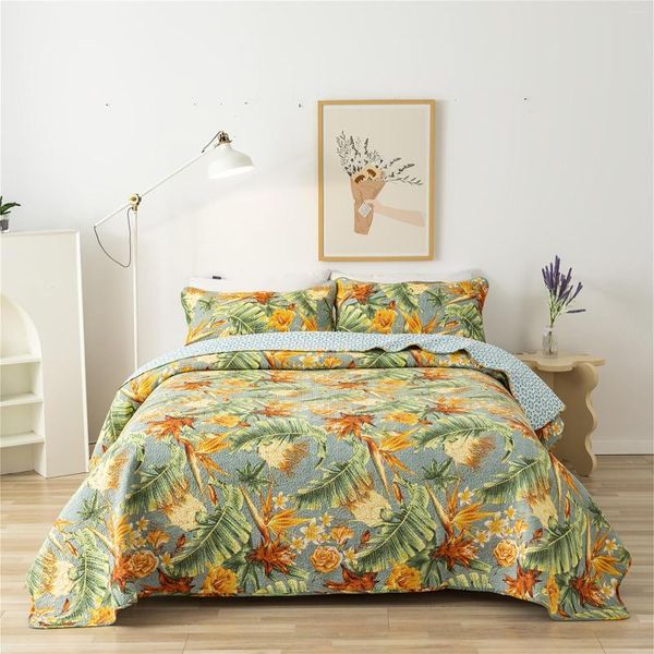 Set biancheria da letto 1pz Cotone lavabile Stampa reattiva Ferro Albero in fiore Motivo trapuntato 2pz P