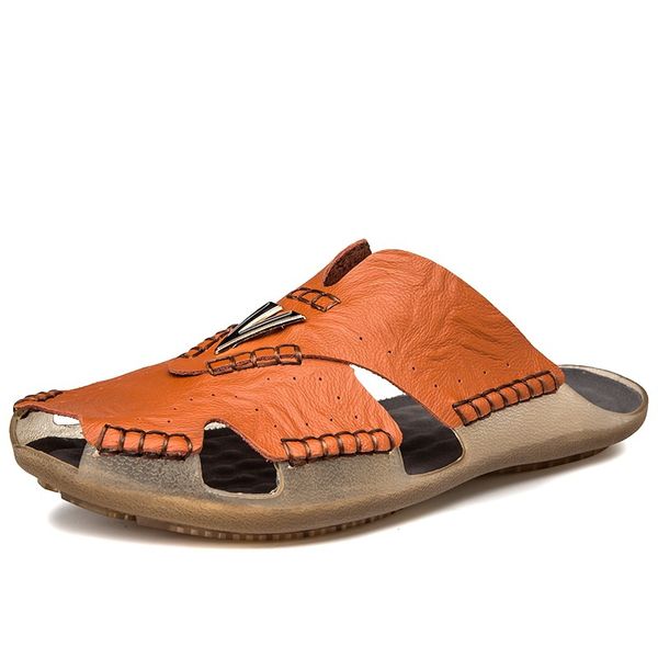 Pantofole da spiaggia più vendute Scarpe da passeggio per uomo Fashion Slides Uomo Plus Size 48 Pantofole in pelle Sandali con suola in gomma da uomo