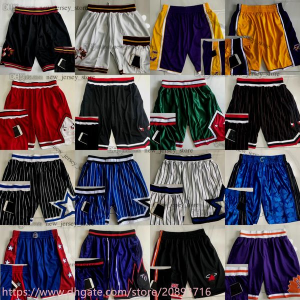 Echte authentische genähte Throwback -Basketball -Shorts mit Taschen Retro Baskball Tasche Kurzes atmungsaktives Fitnessstudio -Training Strandhosen Jogginghosen Hose