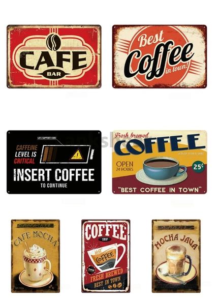 Classic Coffee Metallblechschild Warm Coffee Poster Cafe Tea Shop Decor Plate Vintage Art Painting Wall Stickers Metal Plaques 30X20cm W03