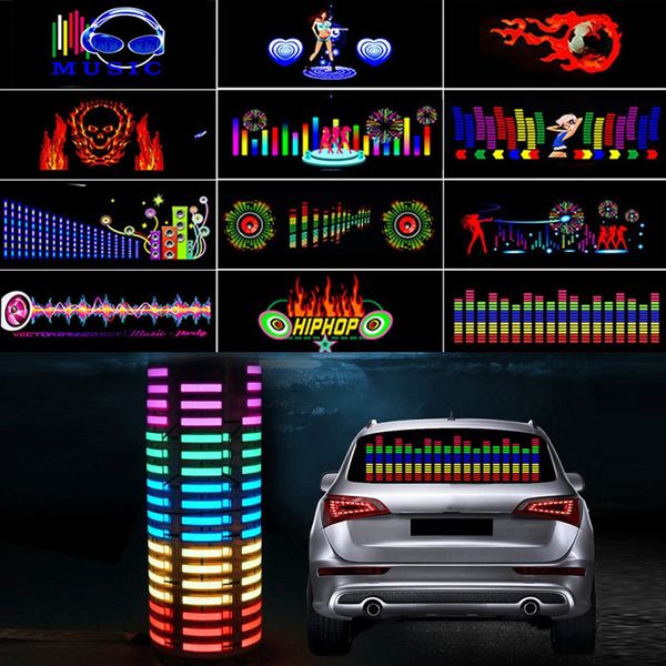 90x25cm Evento de festa suprimentos carros ritmo de lâmpada de lâmpada de pára -brisa LED SOM SOM EQUIZADO EQUIZE NEON EL PAINEL