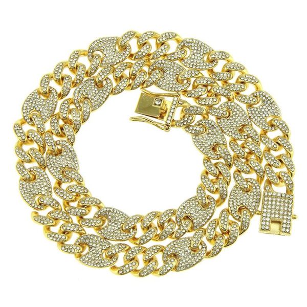 Catene Fashion Charm Iced Out Bling Punk Cuban Link Chain Collana da uomo Hipster Nightclub Gioielli Hip Hop Regali per uomini e donne