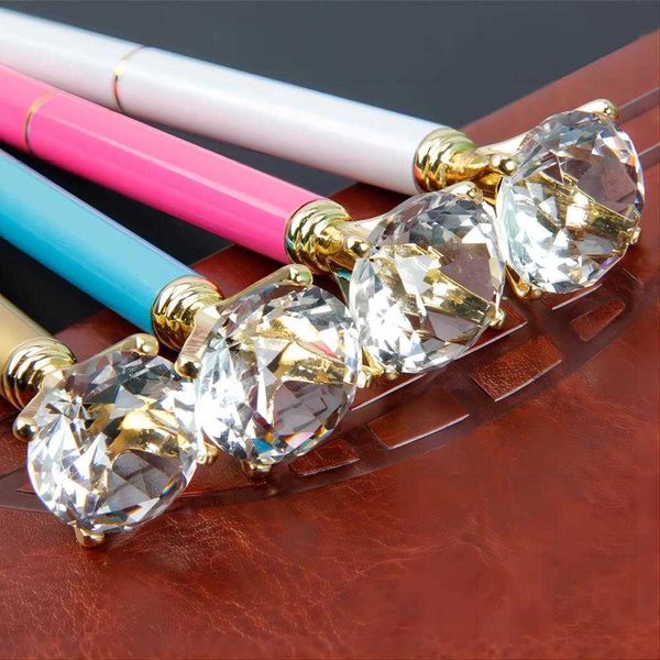 Partybevorzugung Kristallglas Kawaii Kugelschreiber Großer Edelstein Kugelschreiber mit großem Diamant Mode Schulbürobedarf