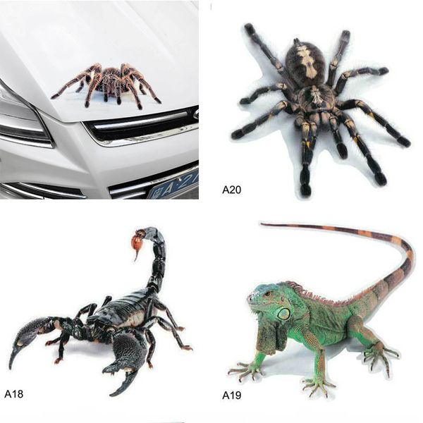 3D Spider Lizard Scorpion Car Sticker 3D Animal Pattern Veicolo Finestra Specchio Paraurti Decal Decor Adesivo per auto resistente all'acqua