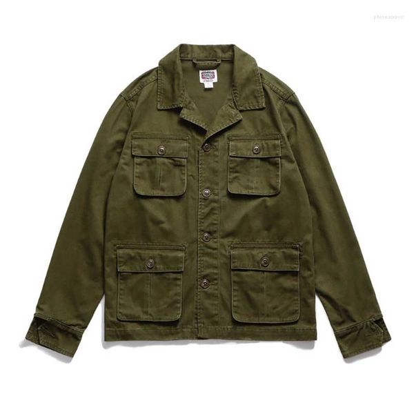 Herren Jacken American Retro Herbst Srping Casual Multi Pocket Jacke Military Army Style 4 Bag Cargo Suit Arbeitsmantel Streetwear