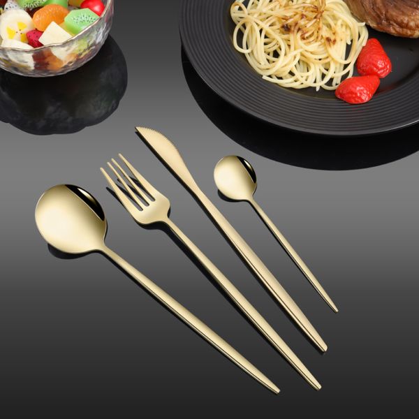 Conjuntos de utensílios de jantar 24 peças Conjunto de tableware de tabela de ouro Aço inoxidável Faca de bife de capa de capa de capa de tabela de tabela mesa de cozinha Batalha 230331