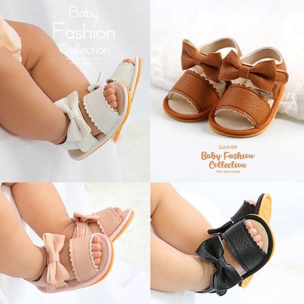 Sandalen Sandalen für Mädchen Schleifenknoten Sandalen Sommer weiche Sohle flache Sandalen für Kinder Prinzessin Kleid Schuhe Säugling rutschfest für Kleinkinder Z0331