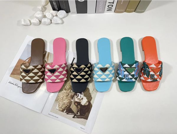 Slides de tecido bordados clássicos chinelos de bordados multicolorosos MULES MULES HOME CHUPLOS HOMP SANDALS CASUAL SMISTRA SLIBRO DE RORBORAÇÃO DE BORRAGEM 35-42