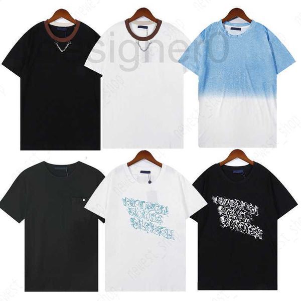 Camisetas masculinas populares da primavera vegetal masculina Designer de luxo Paris camiseta feminina camiseta clássica letra impressão de metal redonda de pescoço moda casual camiseta tee om10