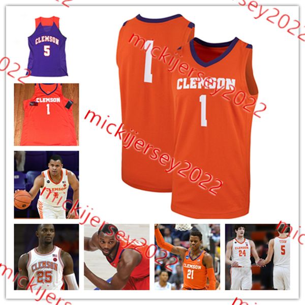 Dillon Hunter PJ Hall Clemson Basketbol Forması 10 Ben Middlebrooks 11 Brevin Galloway Clemson Tigers Formaları Özel Dikişli Erkek Gençlik