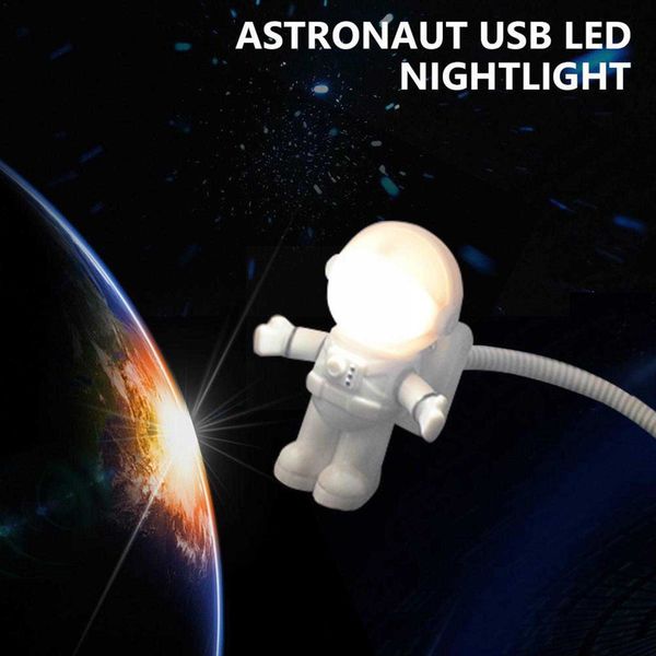 Luci notturne Luce notturna portatile alimentata da USB Forma di astronauta Lampada da tavolo da lettura 5v Luce a led per computer portatile Pc Spazio di illuminazione P230331