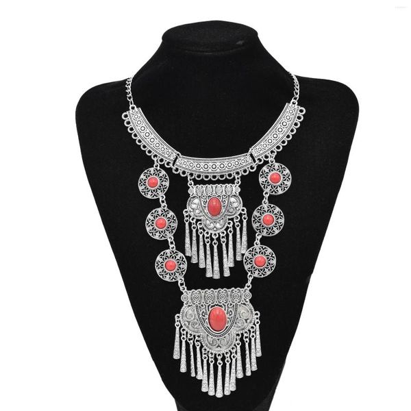 Anhänger Halsketten Afghanische Böhmische Lange Halskette Für Frauen Vintage Ethnische Zigeuner Strand Antik Silber Farbe Erklärung Türkei Schmuck Geschenk