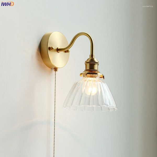 Lampade a parete IWHD Lampada a LED moderna nordica accanto al cambio a catena a trazione camera da letto specchio da bagno a specchio di vetro di vetro luminaira luminaira