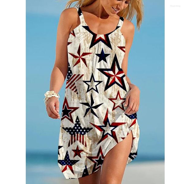 Vestidos casuais femininos desgaste as estrelas 3D Print Dress Fashion Firm Girls Women Brand Beachwear