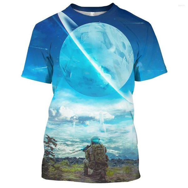 Herren T-Shirts 3D-Druck Shirt Science Fiction Planet O-Ausschnitt Kurzarm Sommer Casual Tops T-Shirts 2023 Ankünfte