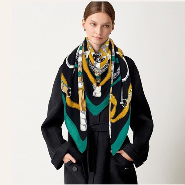 Шарфы кашемир шарф ее женский украл зимние теплые обертывания 140 см шелковой шерстяной шерстяной шал мода Pareo Pashmina