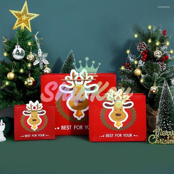 Hediye sargısı dayanıklı kırmızı geyik paketleme çantaları ışıltılı bebek duşu Noel Çocuk Çocukları Günü Oyuncaklar Şekerler Pastalar Depolama Paketlemeleri