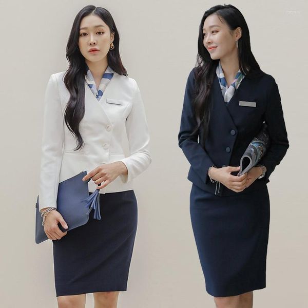 Abiti da lavoro El Women Front desk Autunno Workwear Office Sales Office Lady Uniform Abita di bellezza Salon Receptionist femminili Set di gonne corte