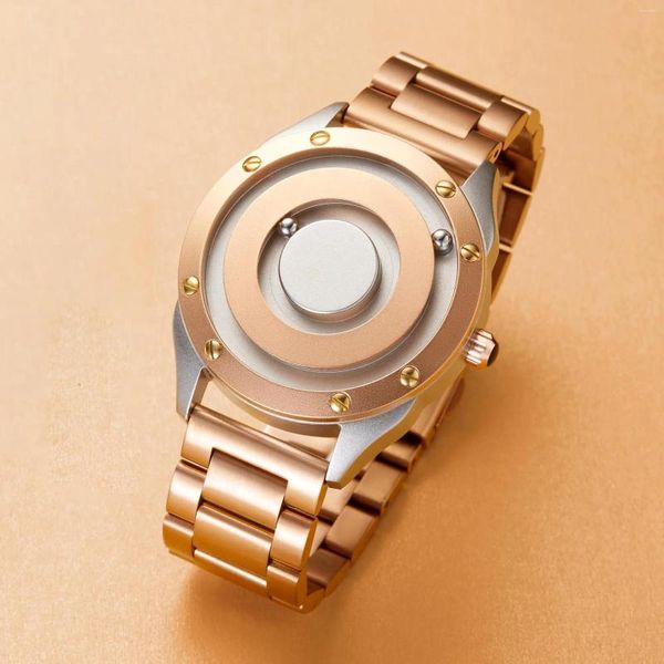 Armbanduhren Original EUTOUR 2023 Herren Damen Armbanduhr Paar Magnetglasfrei Kugellager Quarzuhr Edelstahl