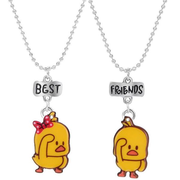 Colares pendentes 2pcs patos fofinhos colar de casal de casal amigas para meninos meninas bf amizade jóias presente de aniversário