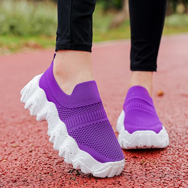 Sapatos mulheres sexy roxo treninho tênis tênis plataforma sapatos de senhores mocassins respiráveis ​​cacas