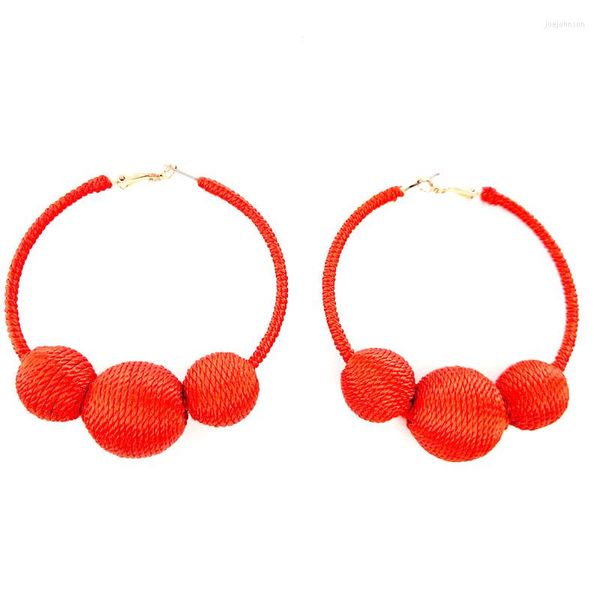 Brincos de argola 2023 Moda Punk Made Made Red Line Twine Big For Women Round Ball Jewelry Acessory Party Gift