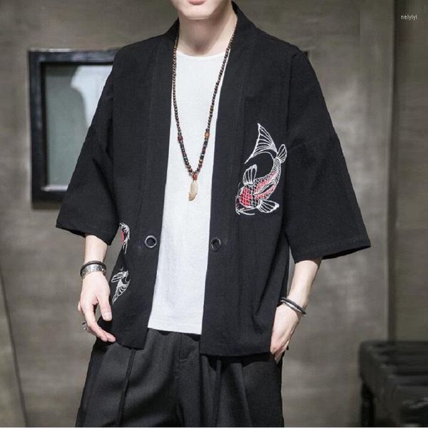 Roupas étnicas online loja chinesa yukata manto japonês bordado asiático cardigan kimono sirth homens tradicionais kimonos haori ff2827