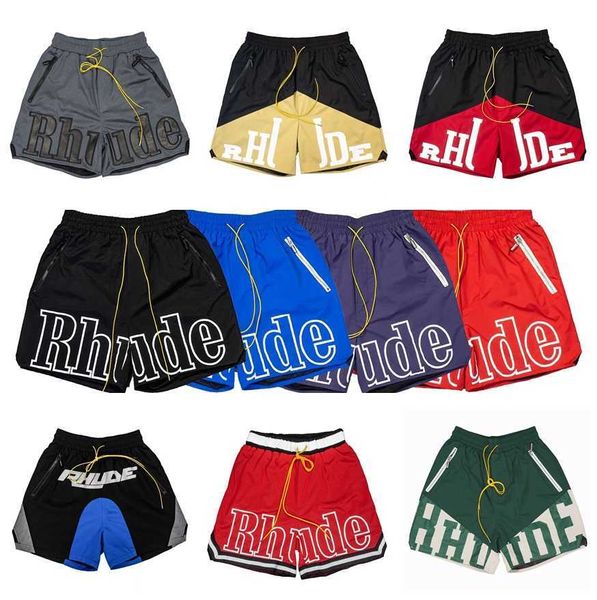 Akwp Summer Men feminino shorts shorts moda moda casual leathier joelho comprimento de skate solto calça de natação de hip hop praia rhude bolso de bolso zíper curto tamanho asiático s xl