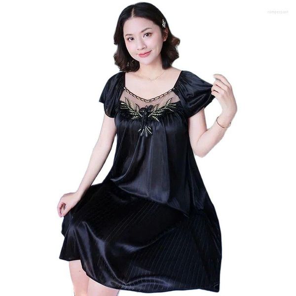 Mulheres de sono feminino elegante feminino de verão de pijama feminino feminino fino lice lce seda camisola de seda vestido de vestido de roupa caseira