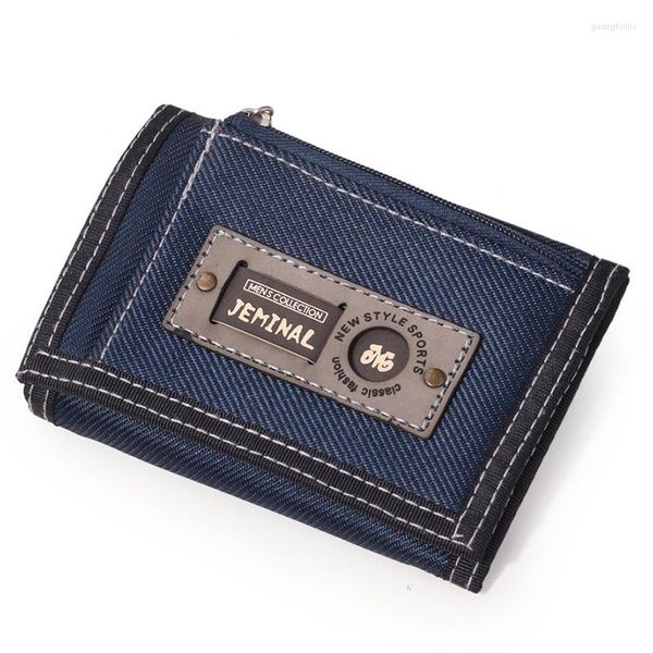 Portafogli per uomo Hasp Zipper Canvas Borse maschili Portafoglio corto Carte di qualità Porta carte d'identità Sacchetti di denaro Pochette Portamonete Burse Pocket